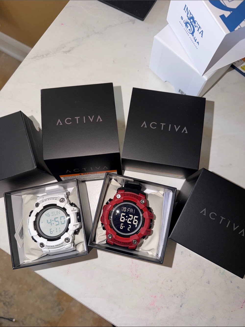 2 ACTIVA Digital Sport Watches - Red and White | 2 watches for one price!